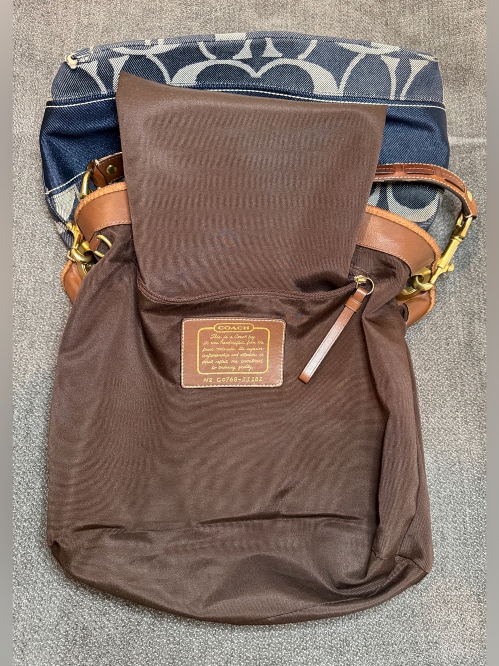 Coach Denim Signature Stripe Shoulder Hobo Bag No. C0768-11182 - Picture 10 of 12